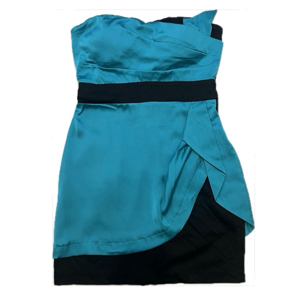 Rampage Strapless Mini Dress, Blue and Black - Size medium